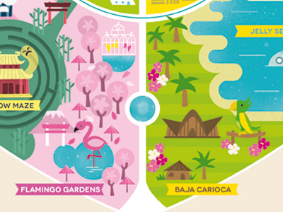 Rainbowland Map 03 fair flamingo garden map parrot rainbow themepark tropical