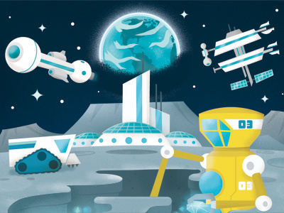 Moon base - Tomorrowville Expo 2015 earth future moon moonbase robot sci fi space spacestation