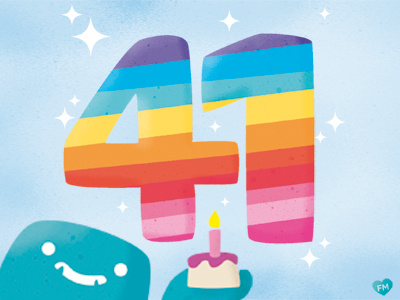 41 birthday monster numbers rainbow stars sweet