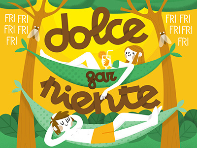 August illustrations - Dolcefarniente 01 august drink hammock lazy lazyness lifestyle relax summer vintage