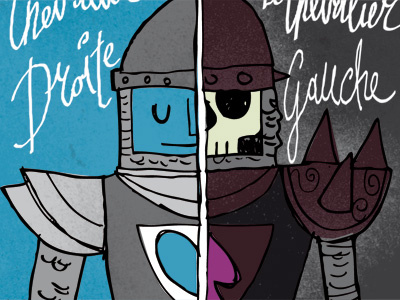 le Chevalier droite et gauche chevalier evil good knight skull
