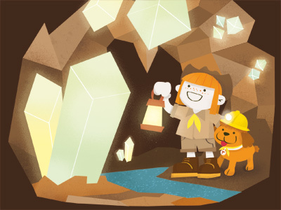 Explore th Underground adventure cave crystals earth journey kids pet underground vintage