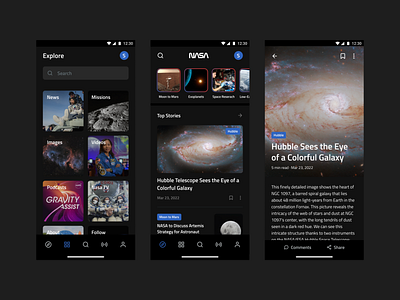 NASA - Mobile App Redesign app concept app redesign concept design mobile app nasa nasa app nasa mobile app nasa redesign redesign space app space app redesign ui ux