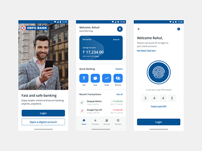 HDFC - Mobile Banking App Redesign app concept app redesign bank app redesign banking app concept design finance app hdfc app hdfc bank hdfc redesign personal finance redesign ui ux
