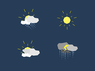 Weather Icons clouds flat fun geometric icon icon pack icons rain run simple weather yellow