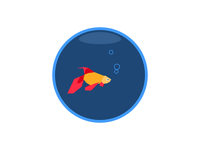 Beta Fish beta bowl bubbles fish fishbowl flat fun icon simple swim swimming water