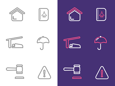 Icons from The Purple PocketBook Redesign emergency home icons legal passport shelter travel umbrella