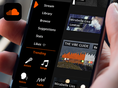 Close-up of the Soundcloud Redesign app music soundcloud ui ux