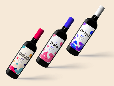 Dojo Wine Bottle Series branding concept design flat fun illustration logo packagedesign packaging simple typography wine wine bottle wine label