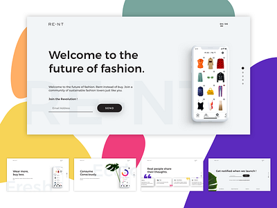 RE-NT Landing Page Concept branding concept design flat fun landing landing page simple ui ux