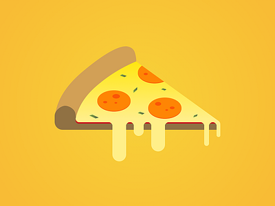 Pizza delicious flat food fun illustration logo pepperoni pizza simple tasty vector yummy