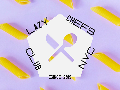 Lazy Chefs Club NYC branding concept design flat food food and drink fun icon illustration knife logo new york new york city nyc pasta simple spoon typography vector