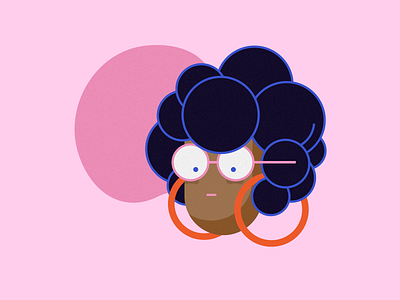 Big Hair Girl 2 afro black girl design earrings flat fun funky girl girl character girl illustration girly glasses illustration nerd nerdy portrait simple