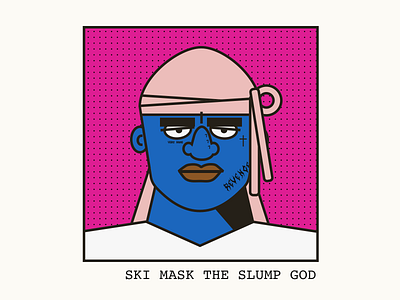 Ski Mask the Slump God artist branding celebrity concept design flat fun hip hop hip hop head hiphop hipster illustration music music art musician rapper simple ski mask ski mask the slump god vector