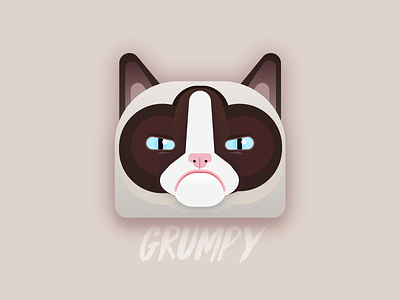 Grumpy Cat animal cat cat illustration design flat fun grumpy grumpy cat illustration kitten kitty kitty illustration pet portrait simple vector