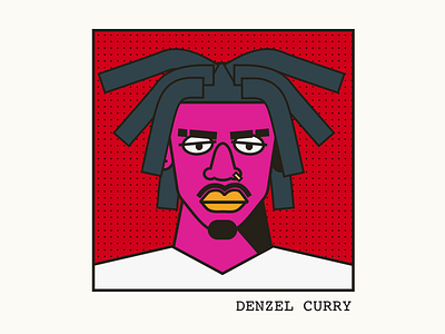 Denzel Curry character creative curry denzel denzel curry flat fun hip hop hiphop illustration portrait rap rappers simple vector