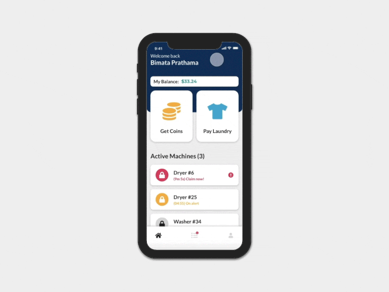 Self-Service Laundry App - Flow #2 (Locking System) app design prototype ui ux