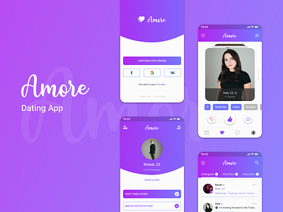 Amore | Dating App amore app dating dating app dating app design datingapp design mobile mobile app mobile app design mobile apps mobile design mobile ui social social app social apps ui ux знакомства приложение