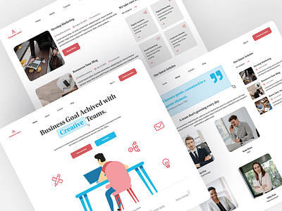 Blue and Red Business WordPress Theme