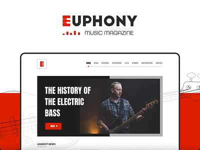 Euphony Music Magazine interaction design logo design music ui visual identity web design