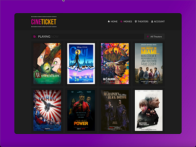 Cine Ticket - Website adobe xd interaction design movies ui webdesign