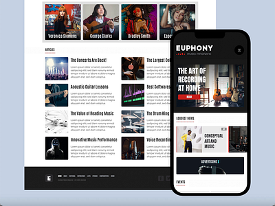 Euphony Music Magazine adobe xd branding design interaction design ui webdesign