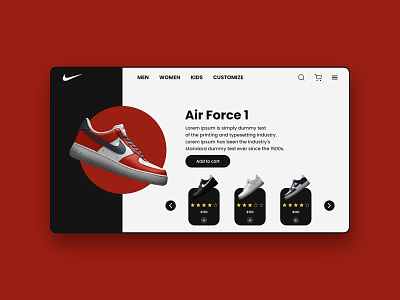 Nike Air Force 1 - Web Ui Design Concept design nike nike air nike air force 1 nike shoes nike ui nike ui design nike web concept ui uidesign uiux ux web design web ui web ui design