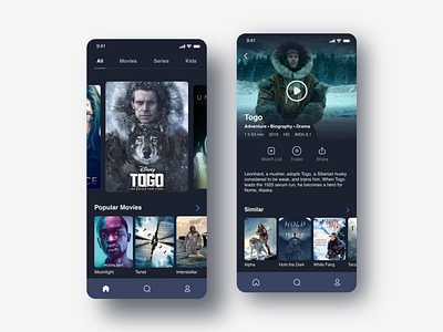 Movie and TV Show App app design disney mobile app mobile app design mobile ui movie movie app movies series tv app tv series tv shows ui ux