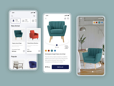 Furniture E-Commerce App app blue chair decor desk ecommerce ecommerce app furniture furniture app gallery green interior interior design mobile shop shopping shopping app sofa ui ux