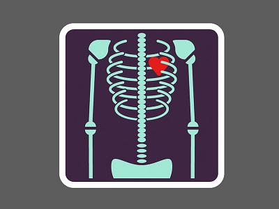 simple x-ray bones heart icon illustration skeleton xray