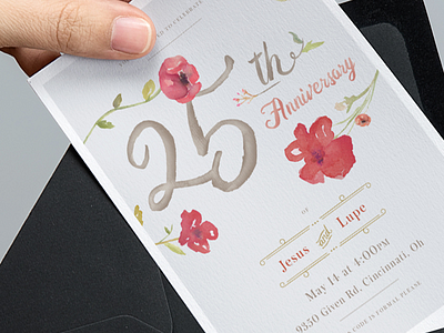 25th Anniversary Invitation anniversary invitation print typography watercolor