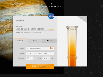 #DailyUI 002 - Credit Card Checkout - Nasa checkout credit ecom ecommerce juno nasa payment planet shop space ui web