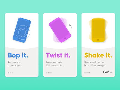 #DailyUI 023 - Onboarding carousel daily ui game instructions onboarding rotate shake tap ui