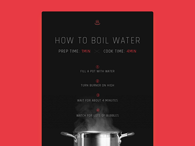 #DailyUI 040 - Recipe basic boil card cooking daily ui pot recipe tiny bubbles ui water