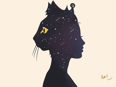 Cat Girl art cat character design drawing galaxy girl illustration inspiration procreate starry sky trees