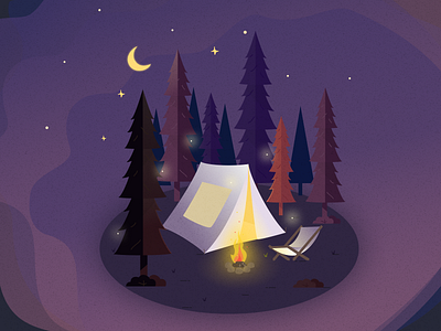 Campfire Night campfire camping cozy figma forest illustration night relaxing
