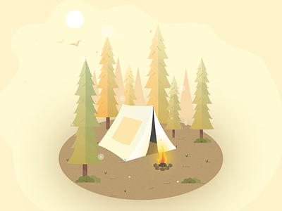 Campfire campfire camping cozy figma forest illustration sunset