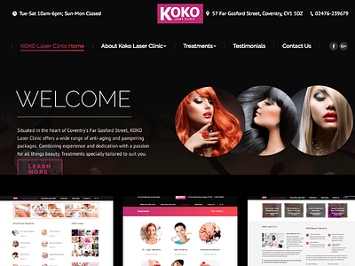 Koko Laser Clinic Website Design beauty laser clinic nails website design