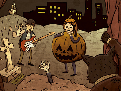 Spooky Graveyard cover ffwd graveyard halloween illustration magazine