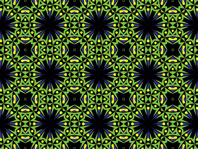 Black And Green Circle And Star Flower Fractal