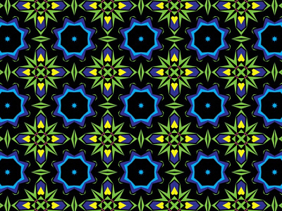 Black And Green Star Fractal Abstract Design