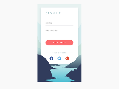 Sign Up 001 dailyui1 illustration landscape login mobile mountains sign up