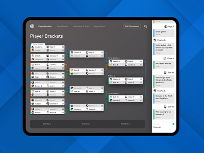 Tournament Brackets app brackets chat dialogue player sports tablet tournament ui