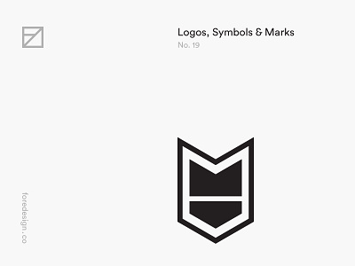 Logos, Symbols & Marks: No. 19 black and white icon logo minimal