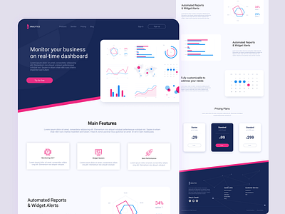 Analytics Landing Page Design analytics analytics dashboard app design landing page design ui ui ux web web dev website design