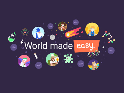 World made easy characters clean color design easy education flat illustration learn vector world
