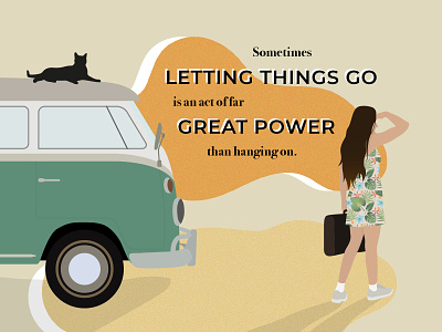 How to let go flat illustration illustration illustrator quote summer van vector