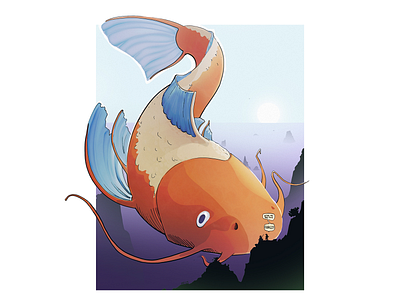 Karpakoï asian big fish catfish comic digital art fish illustration madcats scenery storytelling unreal