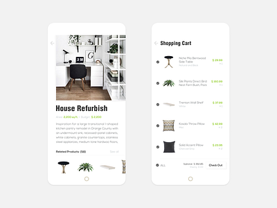 Interior Design App app greenery interface interior mobile ui ux