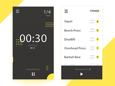Workout Timer App app fitness timer ui ux workout